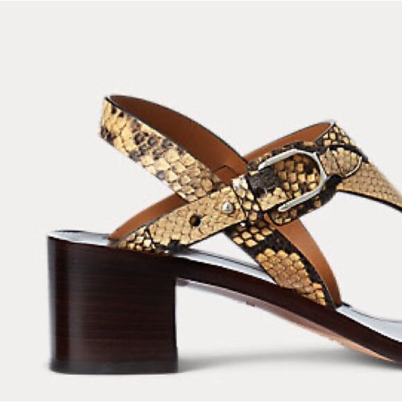 Ralph Lauren Pre Fall ‘21 Wellington Collection Julie Tan Snakeskin Thong Sandal - Picture 6 of 17